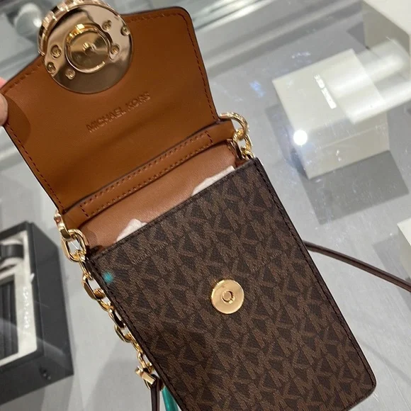 Michael Kors Carmen Small Logo Smartphone Crossbody BagBrownNWT